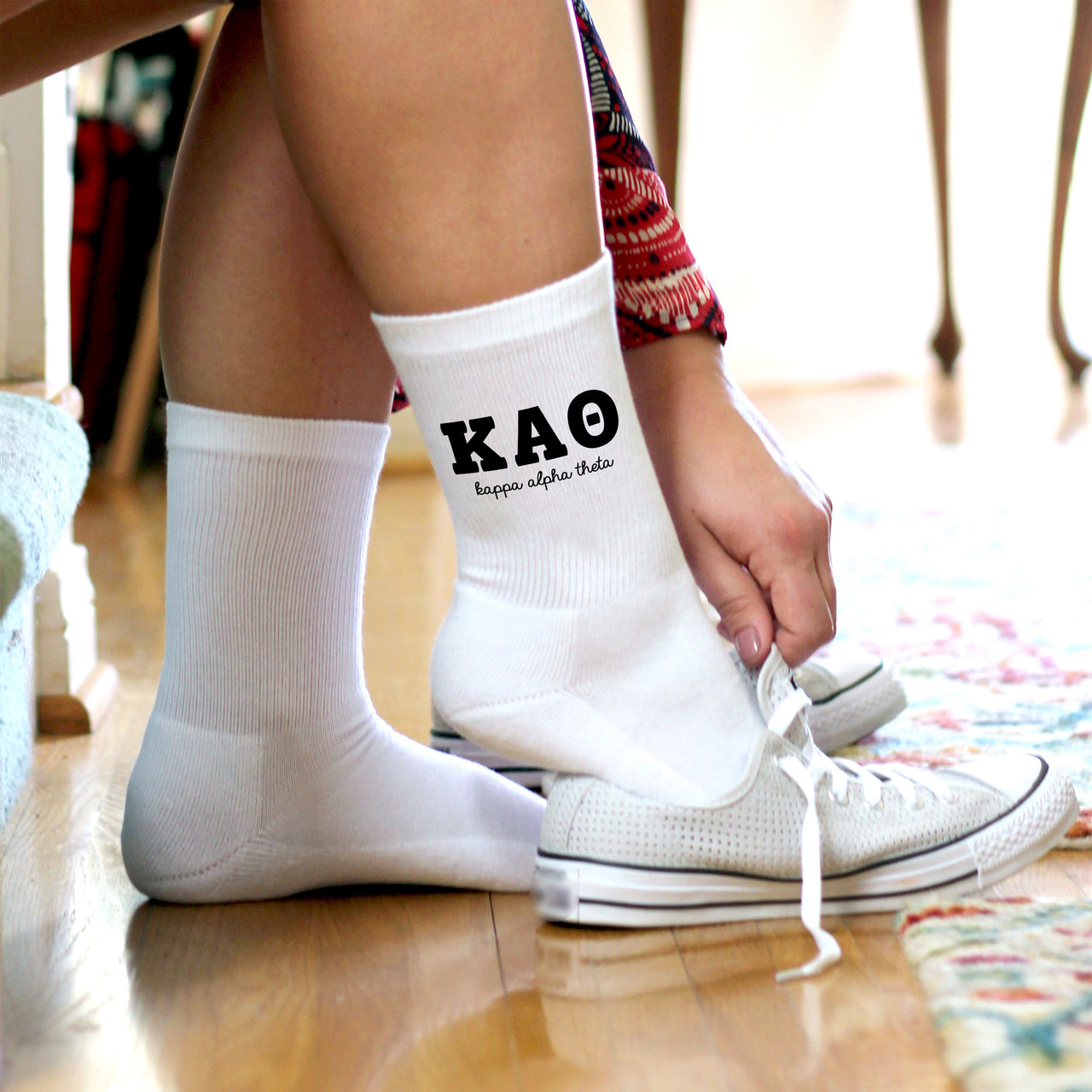 Kappa Alpha Theta Sorority Letters Crew Socks