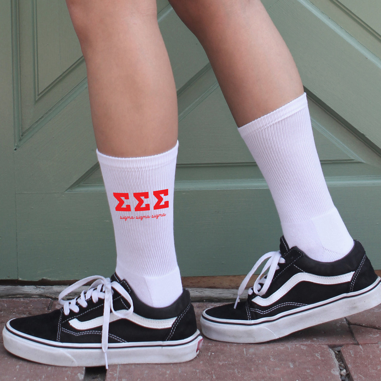 Sigma Sigma Sigma Sorority Letters Crew Socks
