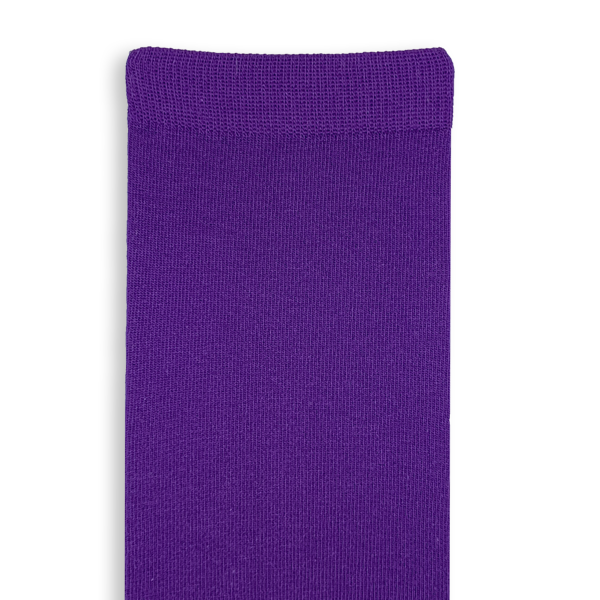 Design a pair of purple custom printed dress socks.