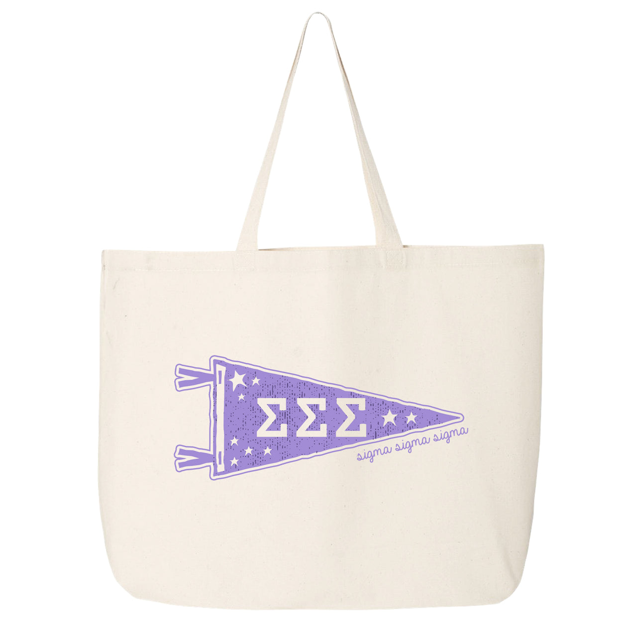 Sigma Sigma Sigma Large Pennant Tote on white background