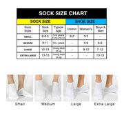 sock sizing chart for these no show gripper socks
