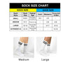 Striped crew socks available in medium and large sizes
