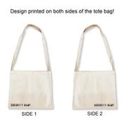 Canvas messenger bag tote with sorority logo printed on both sides