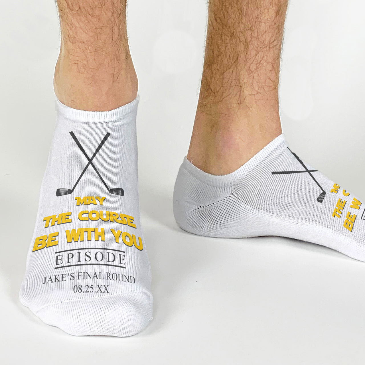 May The Course Be With You Personalized Bachelor Party Golf Sock Gift Set