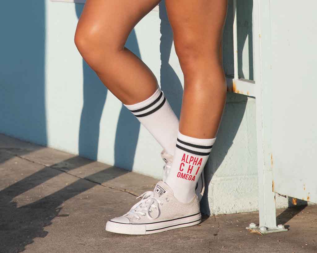 Sorority Name Striped Crew Socks - Sorority Color