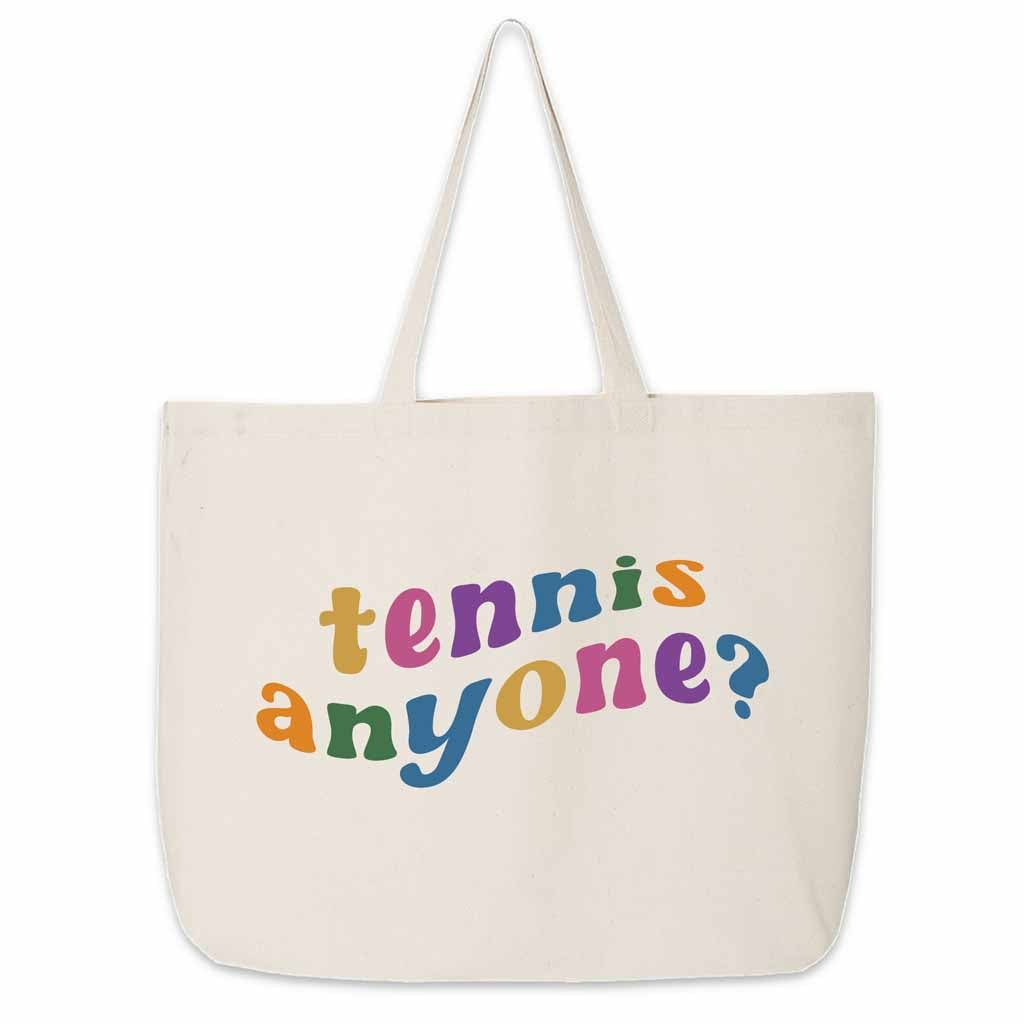 Large canvas tote bag custom printed with tennis anyone golf design makes the perfect gift for your favorite golfer.
