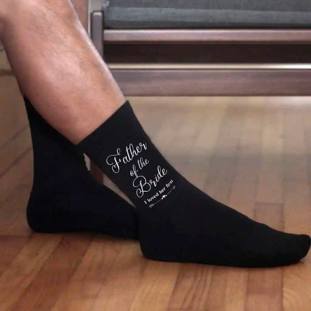 Wedding socks for the father of the bride that he will love to wear on the wedding day.