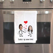 Valentine kitchen towel for the gay couple digitally printed love design personalized with your own photos.