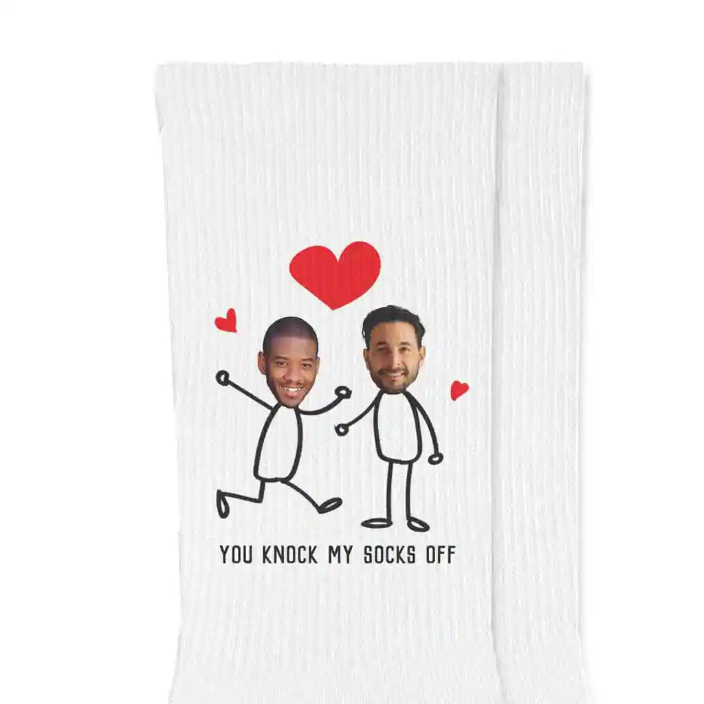 He'll love this pair of valentines day socks personalized just for him.  A fun gift idea for a gay couple.