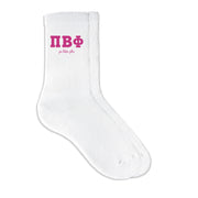 Pi Phi Greek Letters and Sorority Name Crew Socks by sockprints