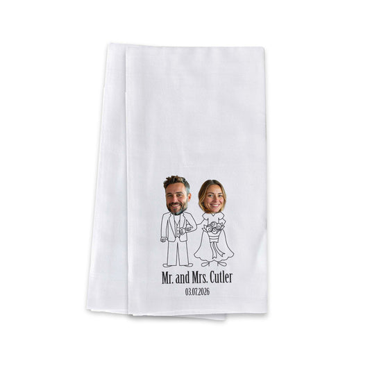 Bride and Groom Photo Kitchen Towel Wedding Gift