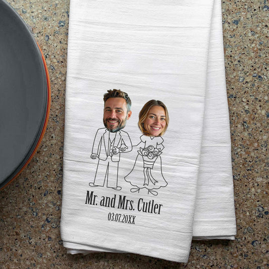 Bride and Groom Photo Kitchen Towel Wedding Gift