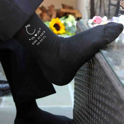 Western theme ring bearer design custom printed on flat knit dress socks personalized with your wedding date and role.