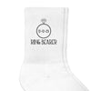 White ribbed crew socks custom printed with ring bearer design and customized with your wedding date.