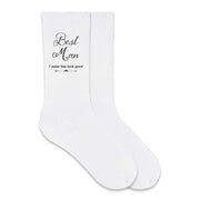 These cotton socks are printed with the best man wedding role and I make him look good stylized with a funny quote to go along with it.