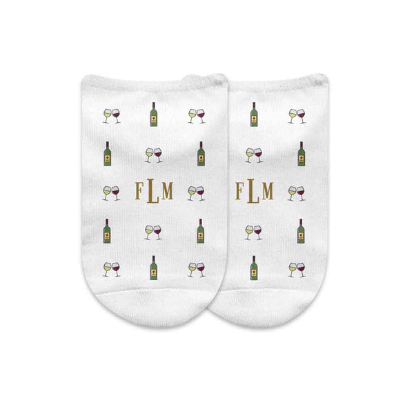 Personalized Sock Gift Box with Monogram Wine Design