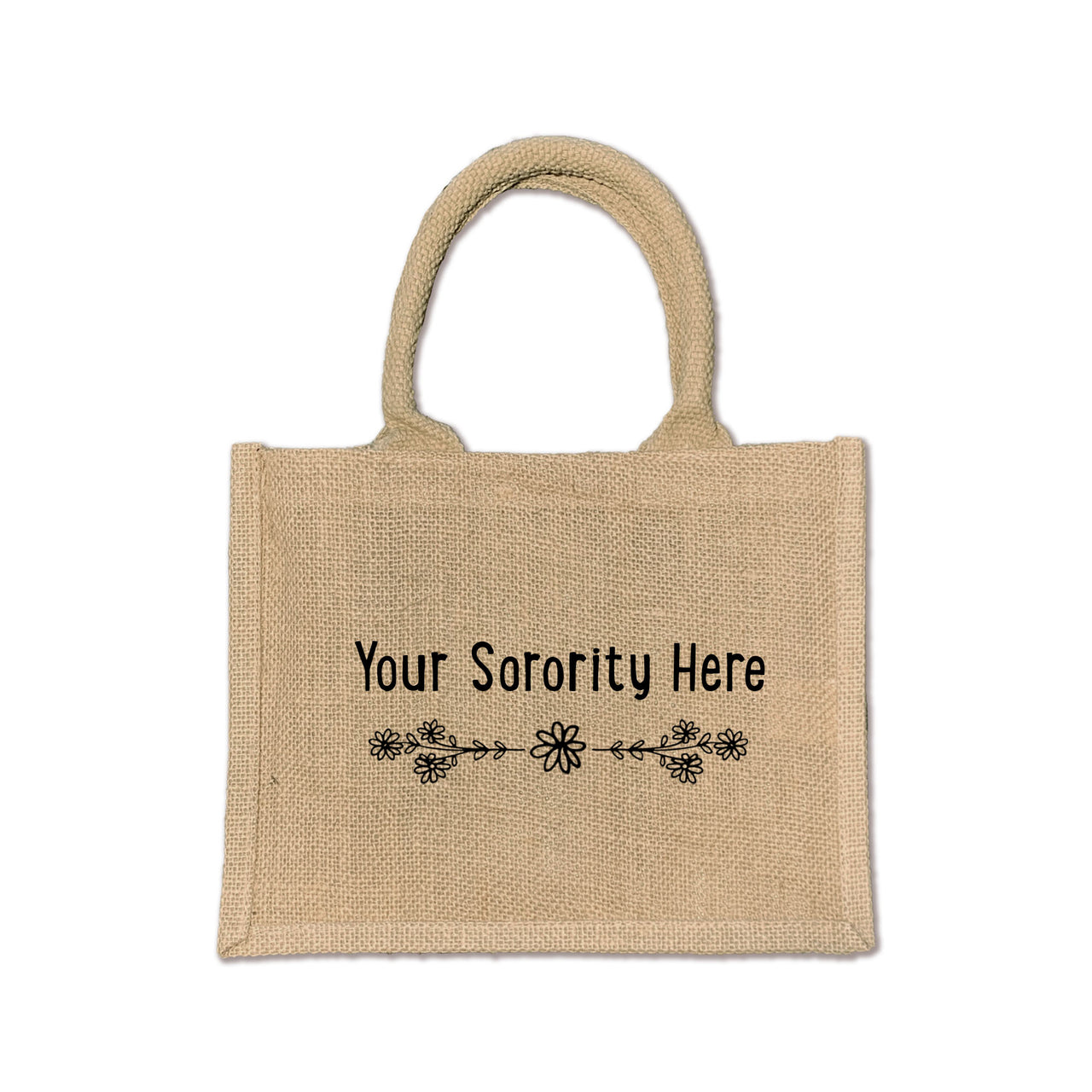Floral Burlap Sorority Tote Bag – Perfect for Big Little Reveal, Bid Day, Greek Life Gifts
