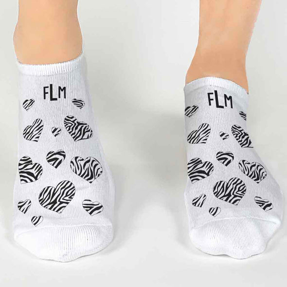 Personalized Monogram Socks in a Gift Box with Animal Hearts