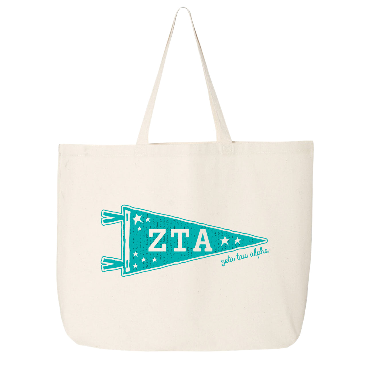 Zeta Tau Alpha Large Pennant Tote on white background