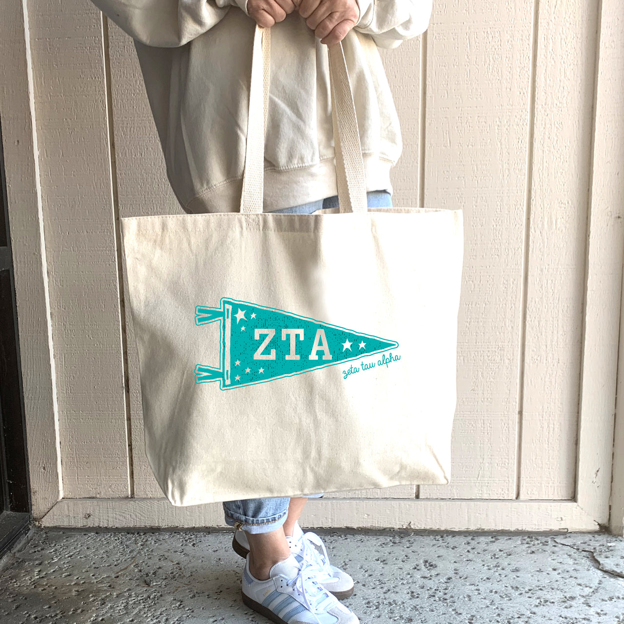 Zeta Tau Alpha Large Pennant Tote lifestyle image