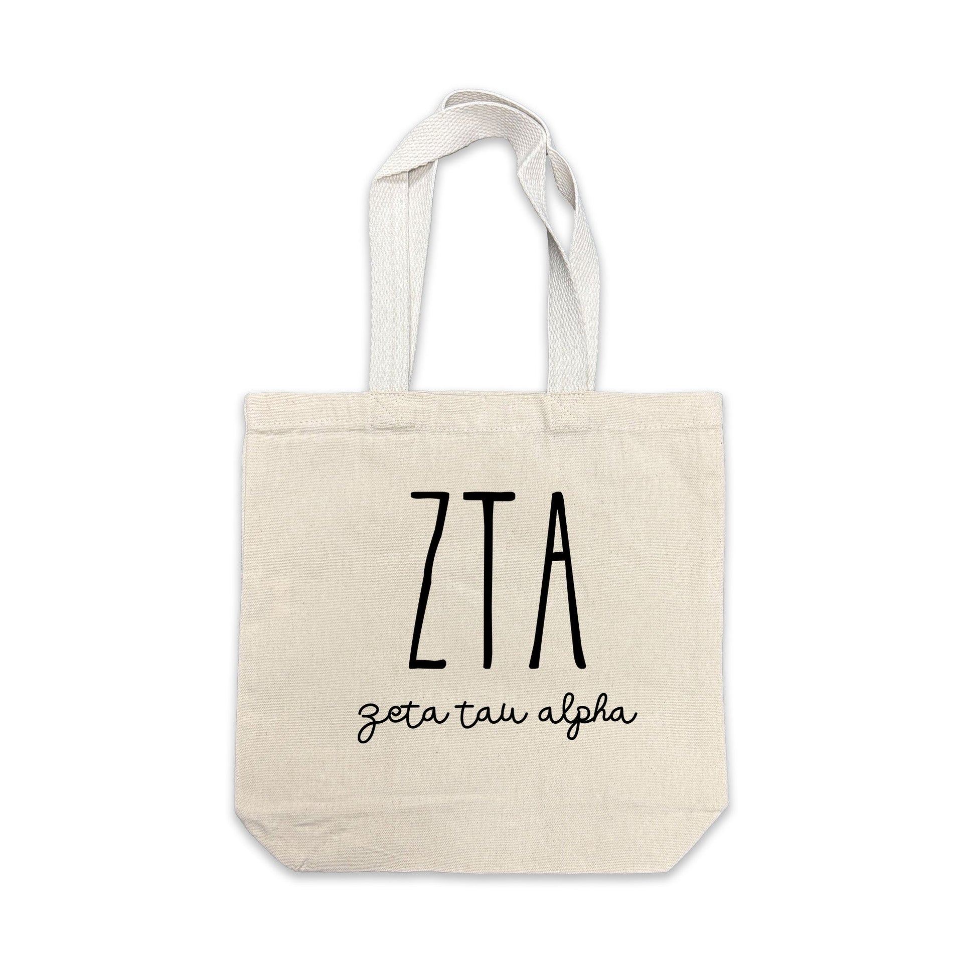 Zeta Tau Alpha sorority tote bag shown with a white background.