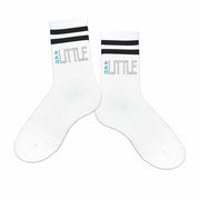 Alpha Delta Pi sorority socks for your big or little with Greek letters printed on striped cotton crew socks.