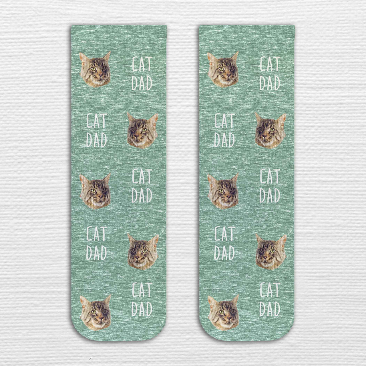 Cat Dad Photo Socks – Personalized Pet Face Design for Cat Lovers