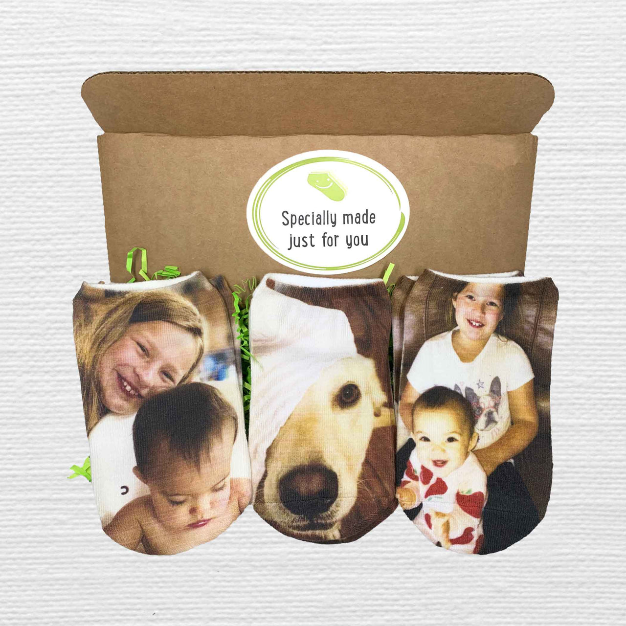 Custom Photo Socks 3 Pair Set in a Gift Box