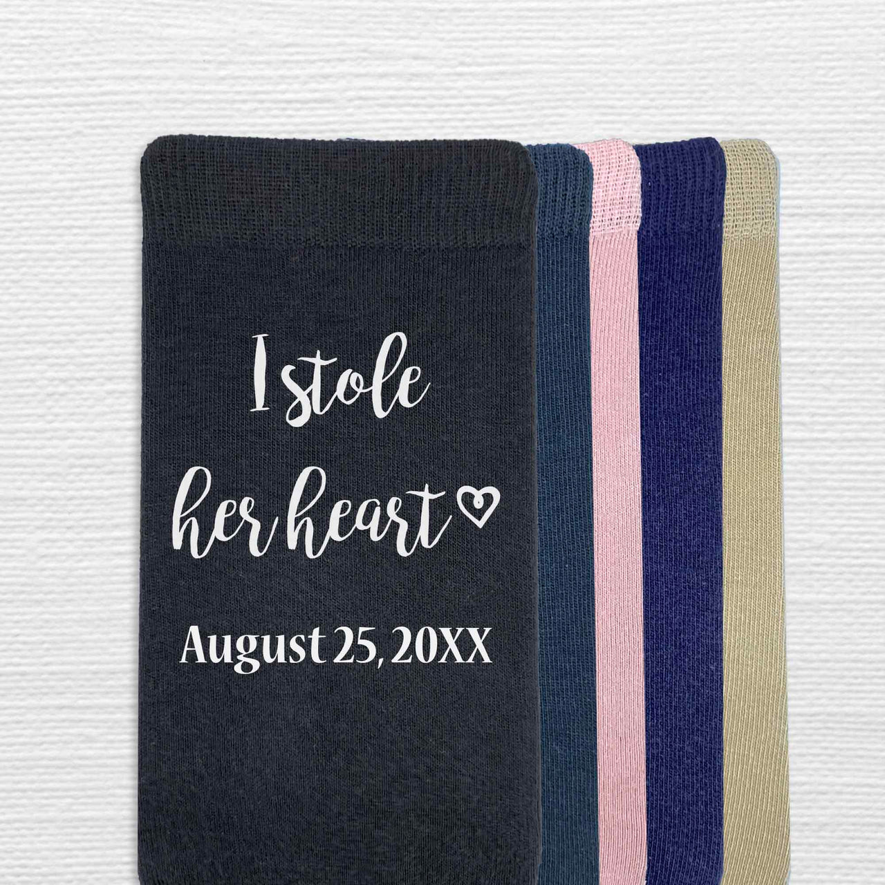 Custom Groom Socks for Wedding Day | Personalized Wedding Date Socks