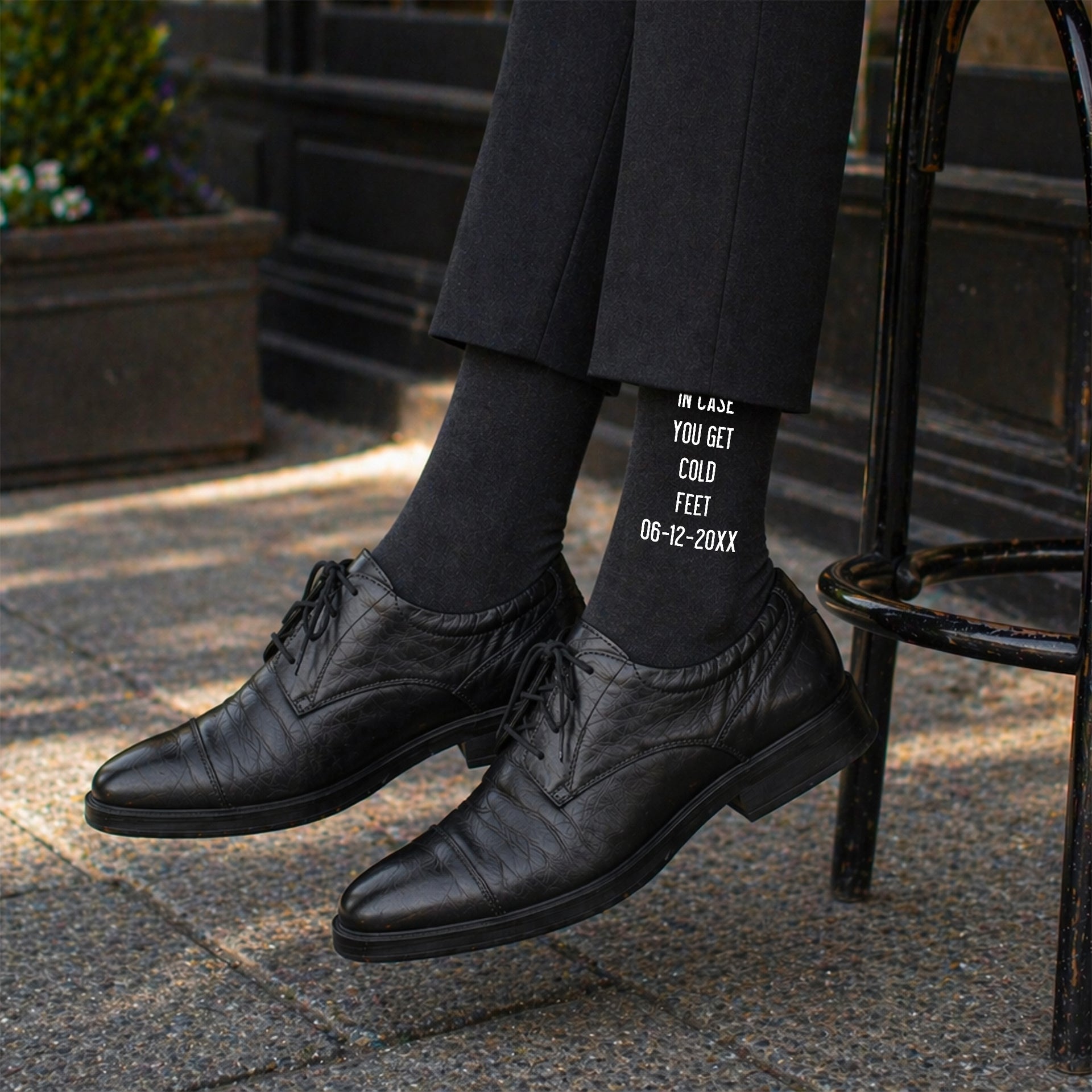 dress shoes white socks Funny Groom Wedding Socks – “In Case You Get Cold Feet” Personalized w