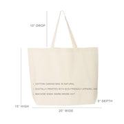 Tote bag sizing chart.