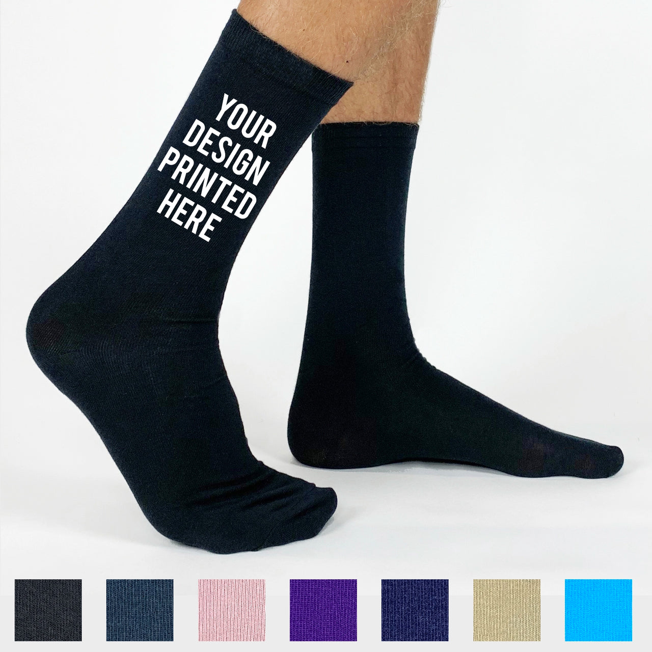 Custom Printed Flat Knit Dress Socks for Men - Large