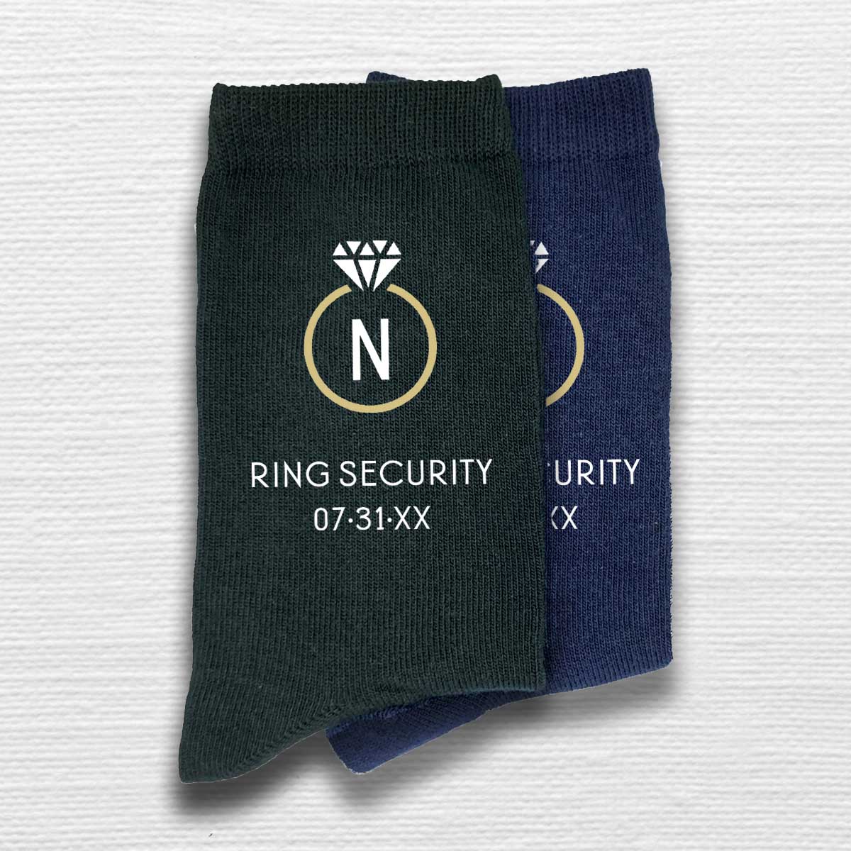 Monogram ring bearer socks personalized with wedding date