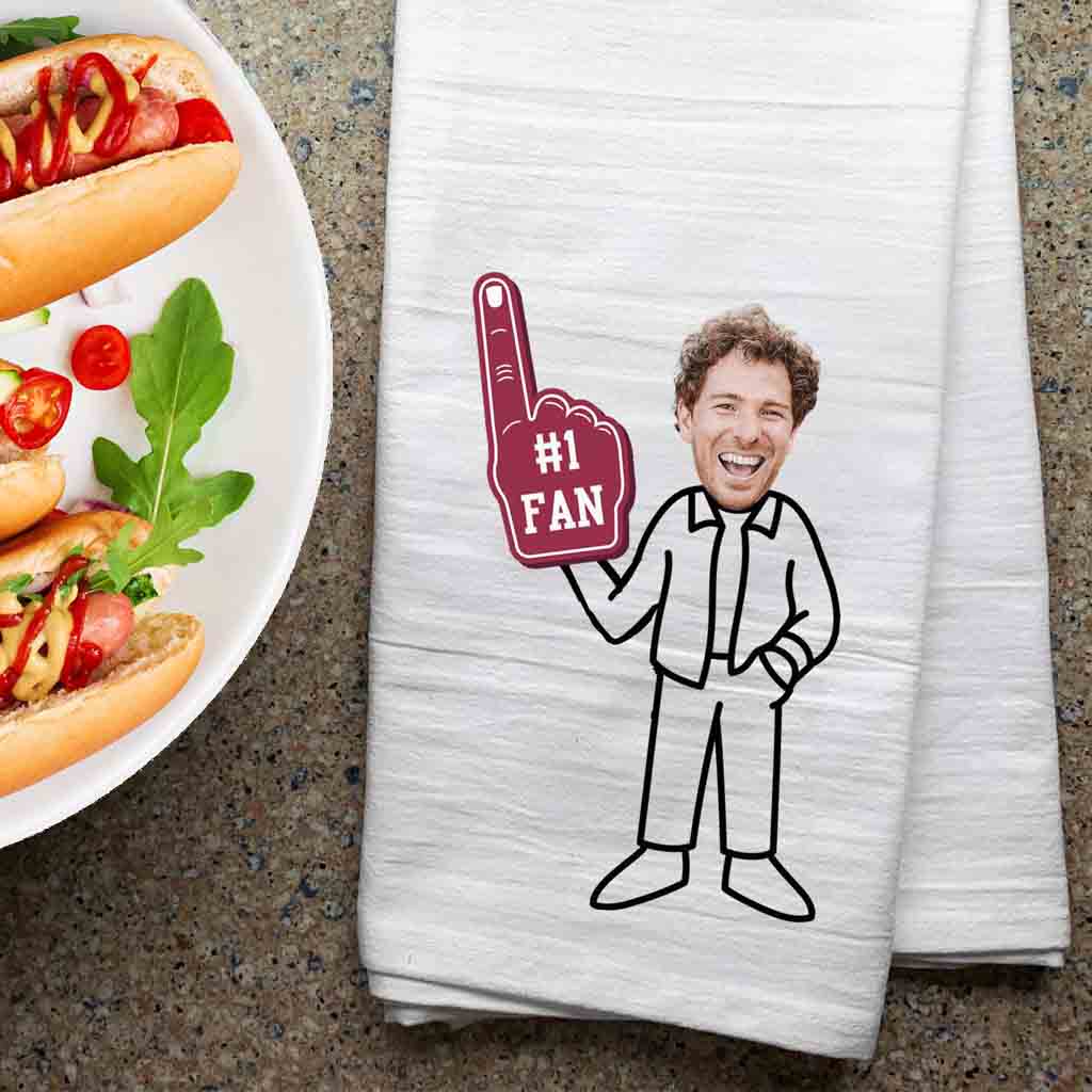 #1 Fan Custom Photo Faces Tailgate Kitchen Towel for Him