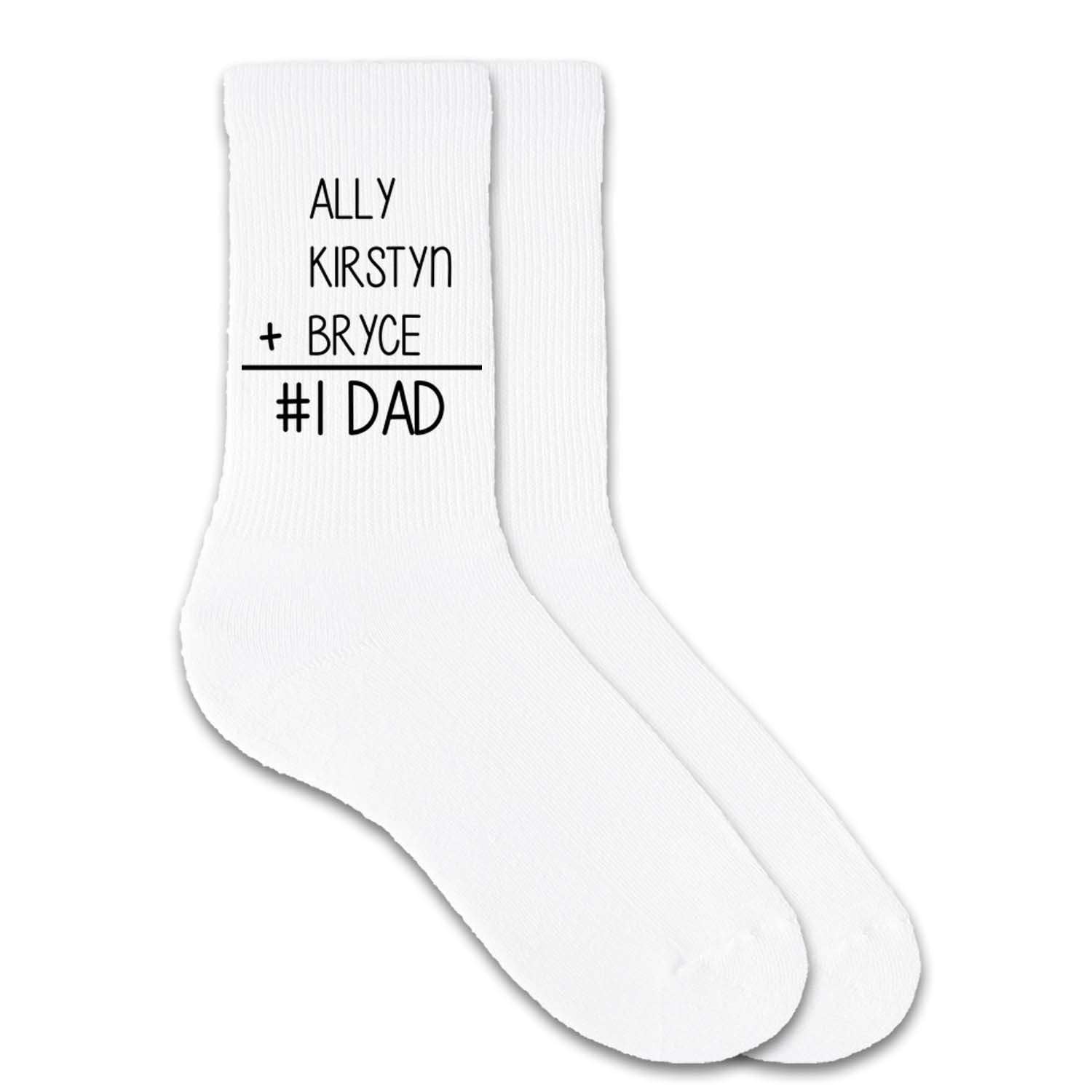 #1 dad socks personalized custome socks in white