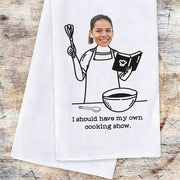 My own cooking show two piece dish towel set personalized with your initial and photo.