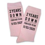 Gift a pair of personalized second anniversary, cotton, these flat knit cotton dress socks for him or her available in nine colors.