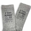 Anniversary timeline with your wedding date and always and forever custom printed on the sides of the socks.