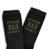 Two years down our lifetime to go digitally printed in gold ink personalized with your wedding date on cotton socks.