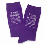 These custom printed purple socks make a great cotton anniversary gift him