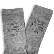 I love you this much always and forever digitally printed with your initials on dress socks.