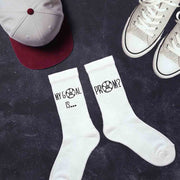 Prom is my goal custom printed on crew socks.