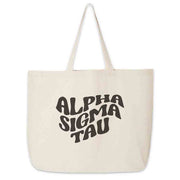 Alpha Sigma Tau digitally printed simple mod design on roomy canvas sorority tote bag.