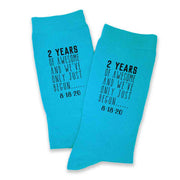Two year anniversary cotton gift idea custom printed cotton dress socks 