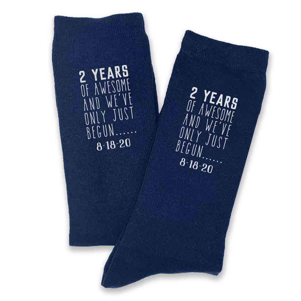 Navy dress socks for a 2 year anniversary gift for husband