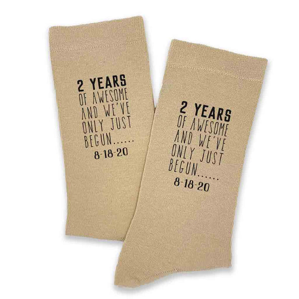 Custom printed two year anniversary socks