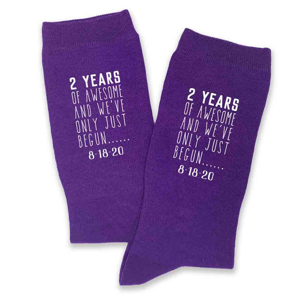 Custom printed two years of awesome cotton two year anniversary gift idea