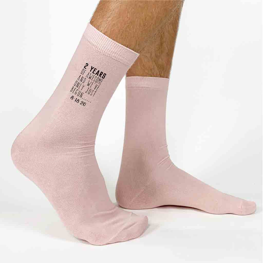 Blush pink dress socks for a 2 year anniversary gift for husband