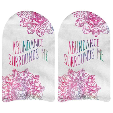 Abundance surrounds me mandala design digitally printed on comfy cotton no show socks.y 