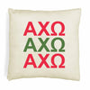 Alpha Chi Omega sorority letters in sorority colors printed on throw pillow cover is a stylish gift.